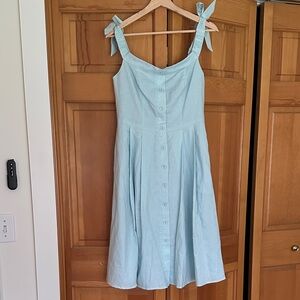 Gal Meets Glam Light Blue Tie-Strap Button-Front Sundress